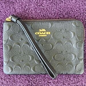 Coach small black wristlet w/ signature "c"